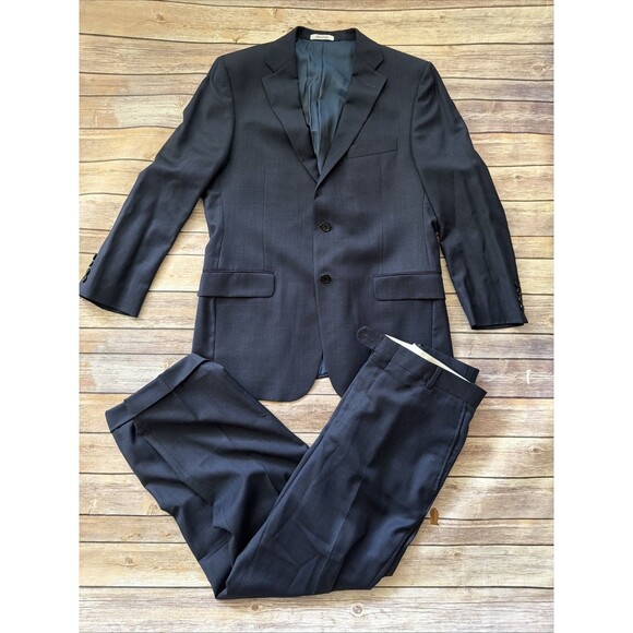 HICKEY FREEMAN Mens Blazer 40R USA Blue Wool Sport Suit Jacket & Pants 36 x 30